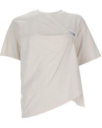 MM6 by Maison Margiela - T-Shirt Con Drappeggio E Patch Logo - Lyst