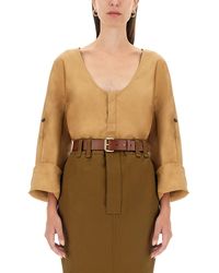 Saint Laurent - Regular Fit Henley Blouse - Lyst