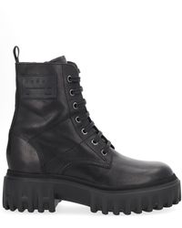 Hogan - Leather Platform Combat Boots - Lyst