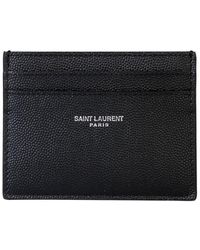 Saint Laurent - Porta carte di credito paris in pelle goffrata grain de poudre - Lyst