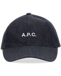 A.P.C. - CAPPELLO DA BASEBALL CHARLIE IN DENIM CON LOGO - Lyst