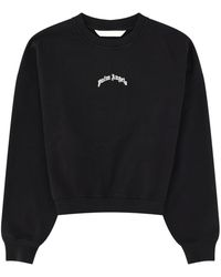 Palm Angels - Felpa Crop Con Logo - Lyst