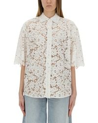 MICHAEL Michael Kors - Lace Shirt With Delicate Floral Pattern - Lyst