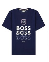 BOSS - T-Shirt Con Grafica Football - Lyst