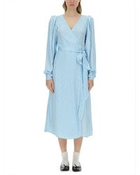 ROTATE BIRGER CHRISTENSEN - Textured Midi Wrap' Dress - Lyst