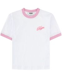 MSGM - Logo Crew Neck T-Shirt - Lyst