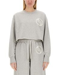 Stella McCartney - Cropped Sweatshirt With Subtle Logo - Lyst