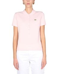 Lacoste L!ive Regular Fit Cotton Pique Polo Shirt With Logo Patch - Pink