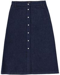 A.P.C. - Solid Midi Skirt - Lyst