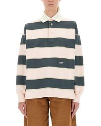 Autry - Horizontal Striped Long-Sleeved Polo Shirt - Lyst