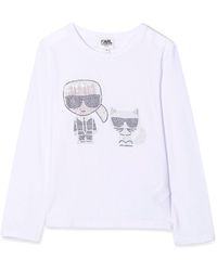 Karl Lagerfeld - T-Shirt Karl & Choupette Con Strass - Lyst