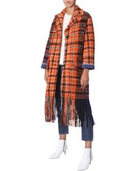 Marni CAPPOTTO IN TWEED DI LANA CON FRANGE - Arancione