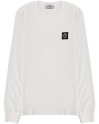 Stone Island - T-Shirt A Manica Lunga Con Patch Logo - Lyst