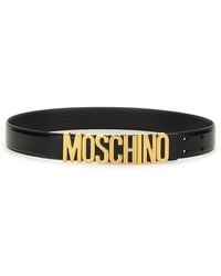 Moschino - Leather Belt With Bold Logo Detail - Lyst