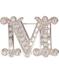 Max Mara - Spilla Monogram Con Cristalli - Lyst