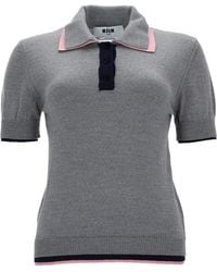 MSGM - Solid Shirt Collar Polo - Lyst