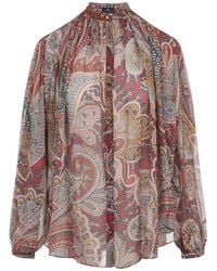 Etro - Printed Silk Shirt - Lyst