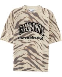 Ganni - Maglia Slim Fit Con Stampa All-Over - Lyst