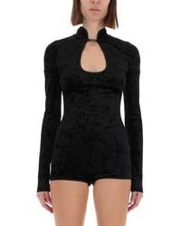 Versace Jeans Couture - Long-Sleeve Keyhole Romper - Lyst