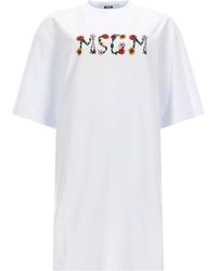 MSGM - Abito T Shirt Con Logo - Lyst