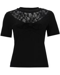 Nina Ricci - T-Shirt With Bow And Lace Inserts - Lyst