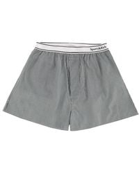 Sporty & Rich - Sporty & Rich Striped Logo Cotton Shorts - Lyst