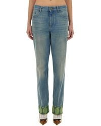 Valentino - Denim Pants With Jacquard Edges - Lyst