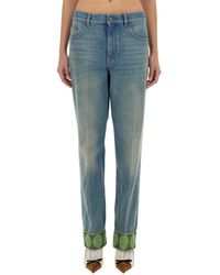 Valentino - Denim Pants With Jacquard Edges - Lyst