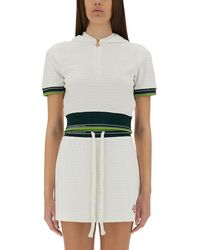 CASABLANCA - Cropped Tennis Shirt With Zip-Up Front - Lyst