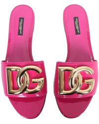 Dolce & Gabbana Slide Sandals With Dg Logo - Pink