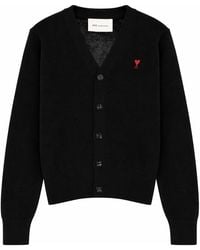 Ami Paris - Cardigan With Logo - Lyst