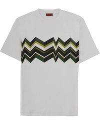 Missoni - Crew-Neck Cotton T-Shirt With Irregular Zigzag Print - Lyst