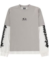 Balenciaga - T-Shirt Ibrida Doppia Con Logo - Lyst