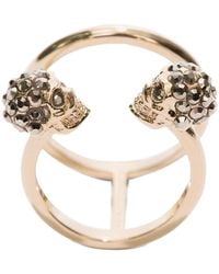 McQueen - Anello Doppio Twin Skull - Lyst