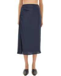 Theory - Draped Midi Skirt With Side Ruching Detail - Lyst