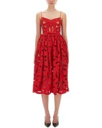 Self-Portrait - Bow Embroidered Midi' Dress - Lyst