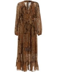 Zimmermann - Carousel Linen-Silk Paisley Midi Dress - Lyst