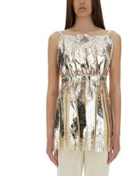 Rabanne - Laminated Pleated Satin Top - Lyst