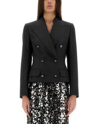 Dolce & Gabbana - Double-Breasted Jacket With Dg Logo Buttons - Lyst