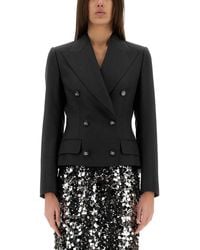 Dolce & Gabbana - Double-Breasted Jacket With Dg Logo Buttons - Lyst
