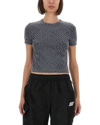 T By Alexander Wang - Fitted T-Shirt With All-Over Logo Print - Lyst