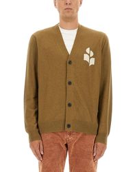 Isabel Marant - V-Neck Cardigan With Logo Embroidery - Lyst