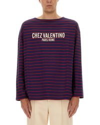 Valentino - Long Sleeve T-Shirt With "Chez Print - Lyst