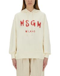 MSGM - Relaxed-Fit Sweatshirt With Brushed Logo - Lyst