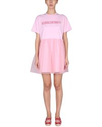RED Valentino Cotton Jersey T-shirt Dress With Logo Print - Pink