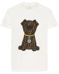 Fendi - T Shirt With "Dog" Logo - Lyst