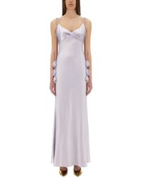 SALE【self-portrait】サテン ディアマンテ マキシドレス Self-Portrait Satin Diamante Maxi Dress in White | Lyst
