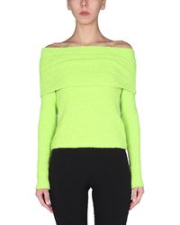 MSGM - TOP IN COTONE CON SCOLLO A BARCA - Lyst
