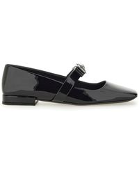 Versace - Gianni Ribbon Embellished Patent-Leather Mary Jane Ballet Flats - Lyst