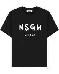 MSGM - T-Shirt A Manica Corta Con Stampa Logo - Lyst